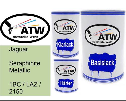 Jaguar, Seraphinite Metallic, 1BC / LAZ / 2150: 500ml Lackdose + 500ml Klarlack + 250ml Härter - Set, von ATW Autoteile West.